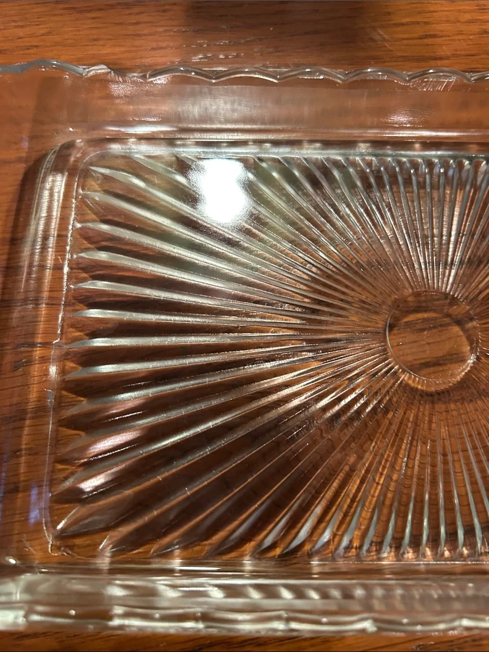 Vintage clear pressed glass rectangular 10”